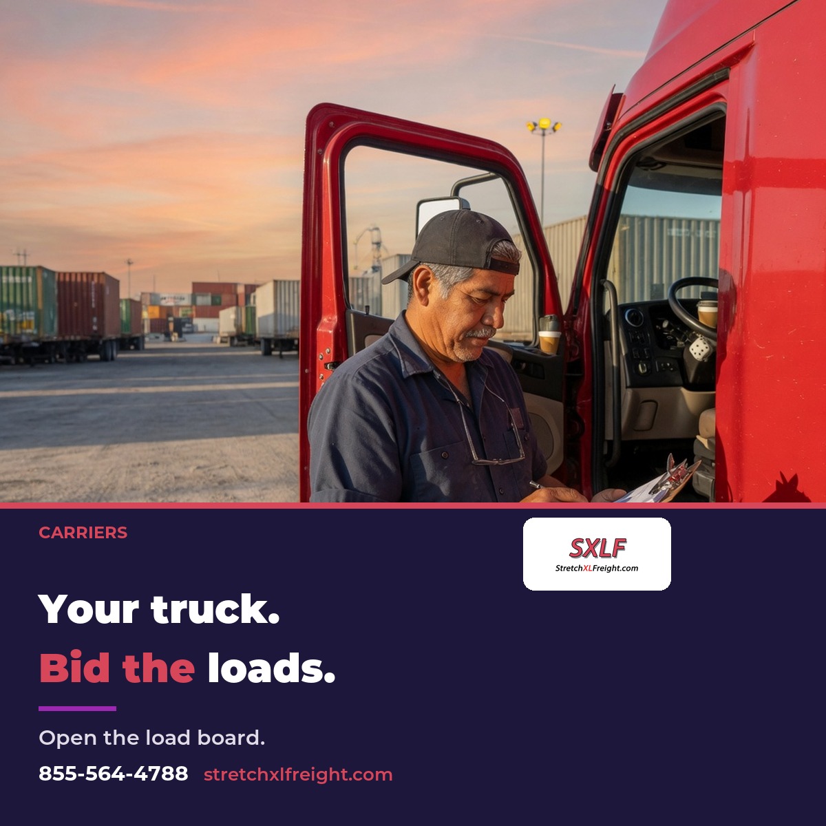 Stretch XL Freight carrier card: your truck, bid the loads